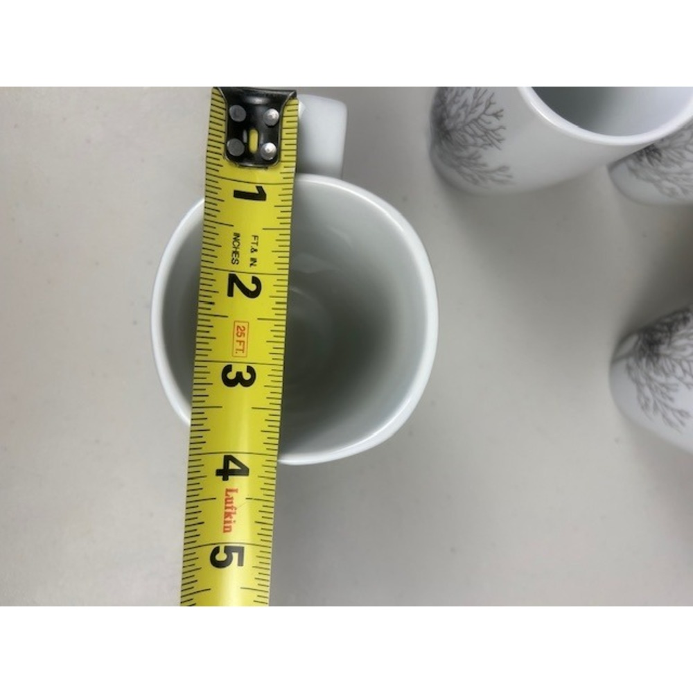 Corelle Coordinates TIMBER SHADOWS Porcelain Tree Coffee Tea Mugs White Set of 4 - Picture 12 of 12
